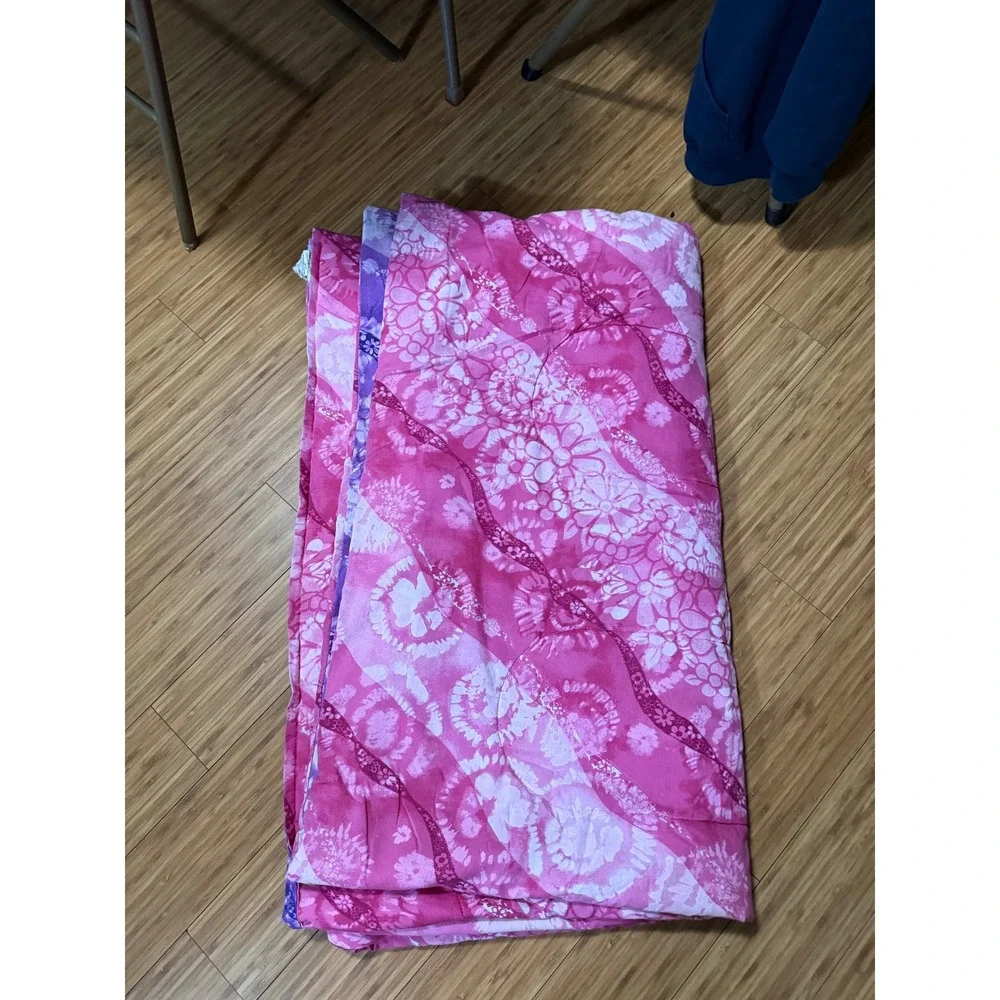 Vintage Disney Lizzie McGuire Reversible Pink Purple Floral Comforter Quilt